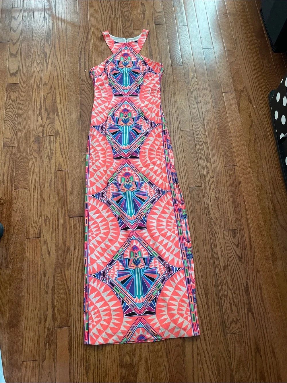 Mara Hoffman Halter Neck Cutout Back Pink Multicolor Print Maxidress Sz 2